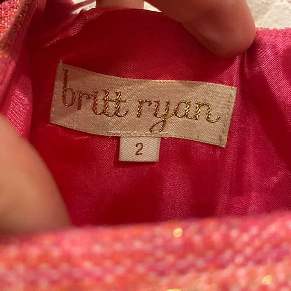 Britt Ryan Sleeveless Tweed Pocket Bow Front Pink Dress Size 2 EUC - Picture 3 of 4